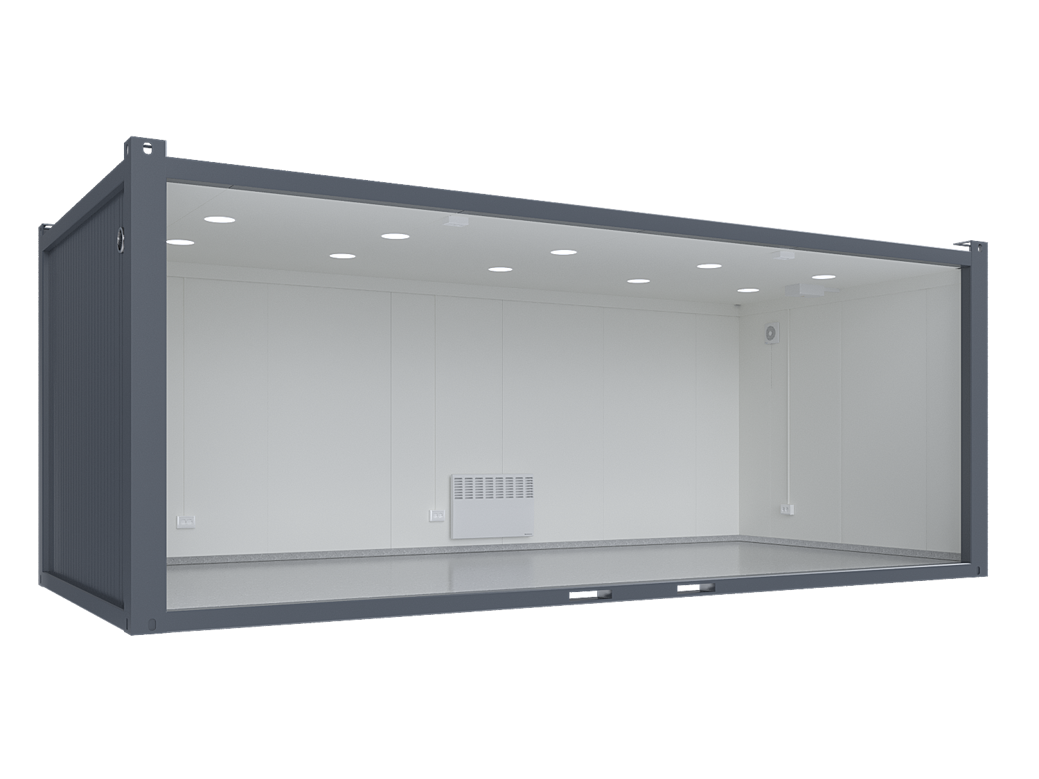 7×3.2m Glass Container, 1 glass wall