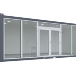 7×3.2m Glass Container, 1 glass wall