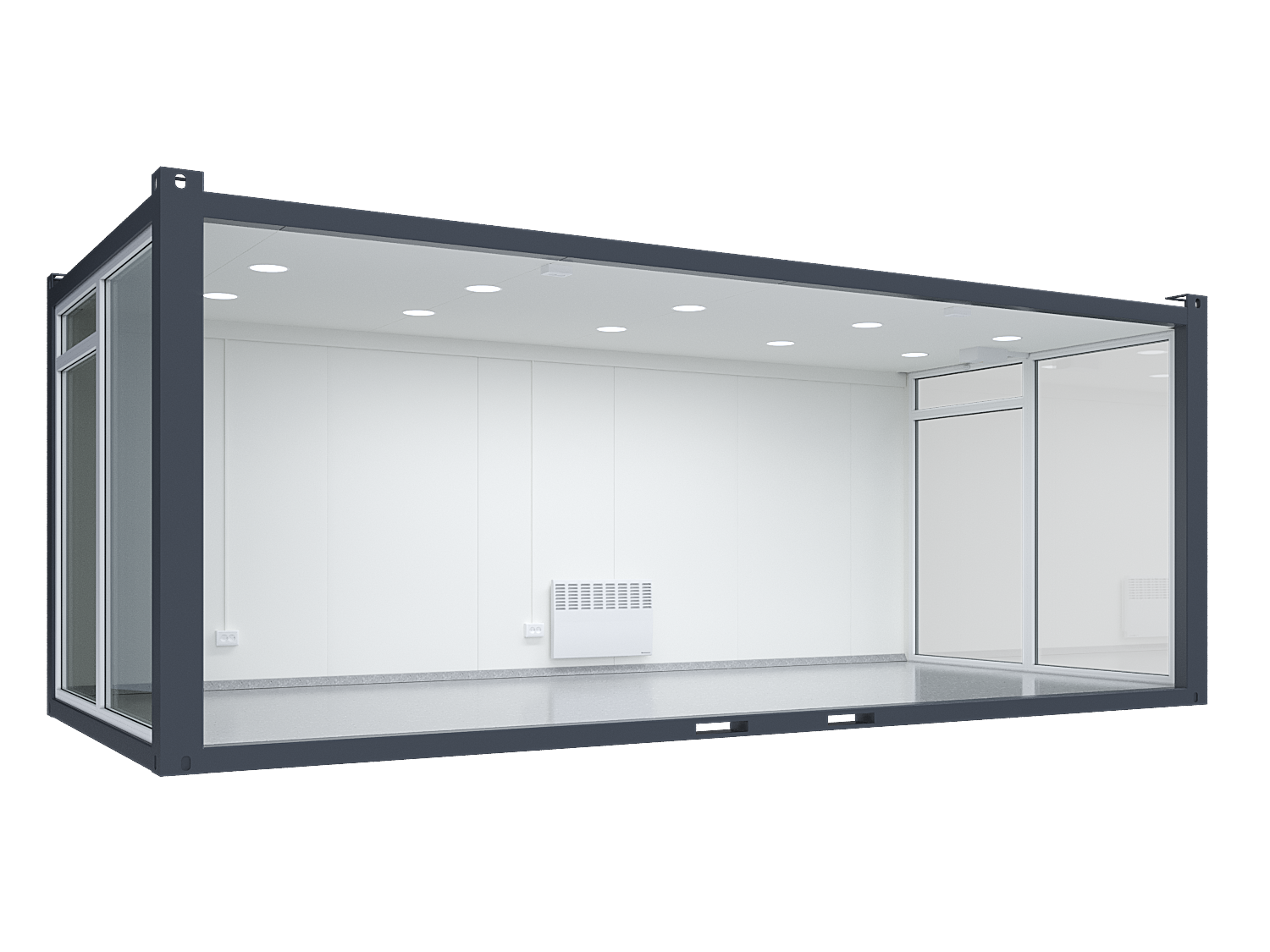 7×3.2m Glass Container, 3 glass walls